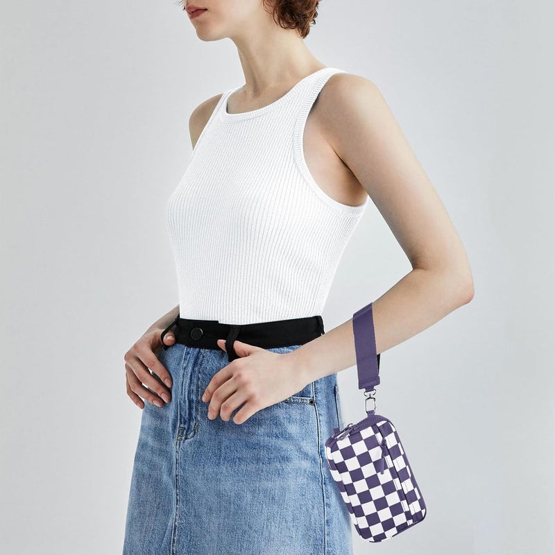 NEWROGENG Checkered WristleWallets for Women, RFID Wallet Crossbody with 4 Zippers, Credit Card Holder Cell Phone Organizer - Image 2